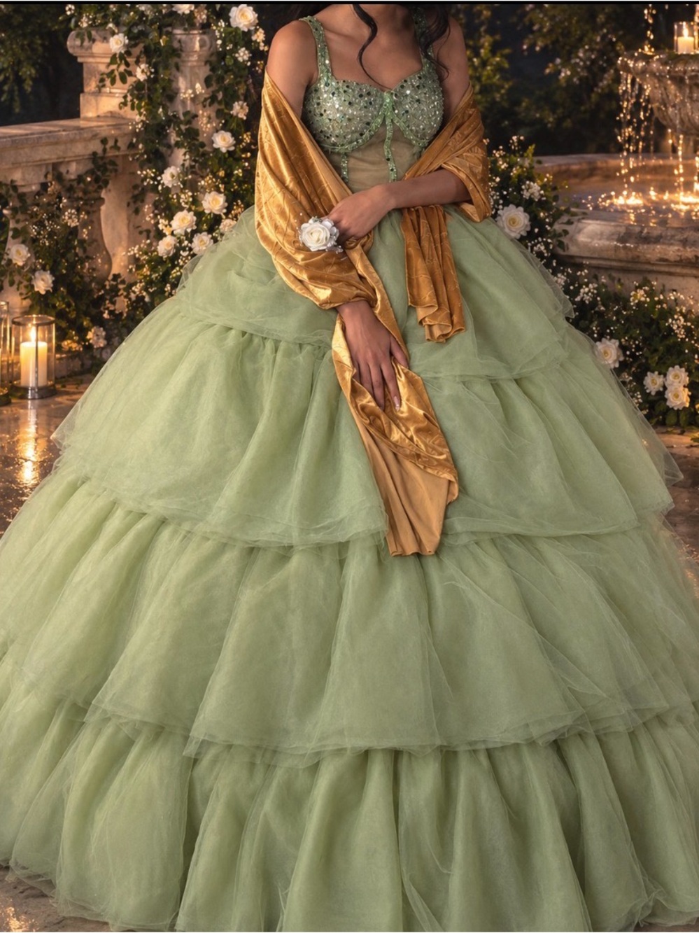 Green Layered Tulle Ball Skirt - Elegant Women's Formal Skirt